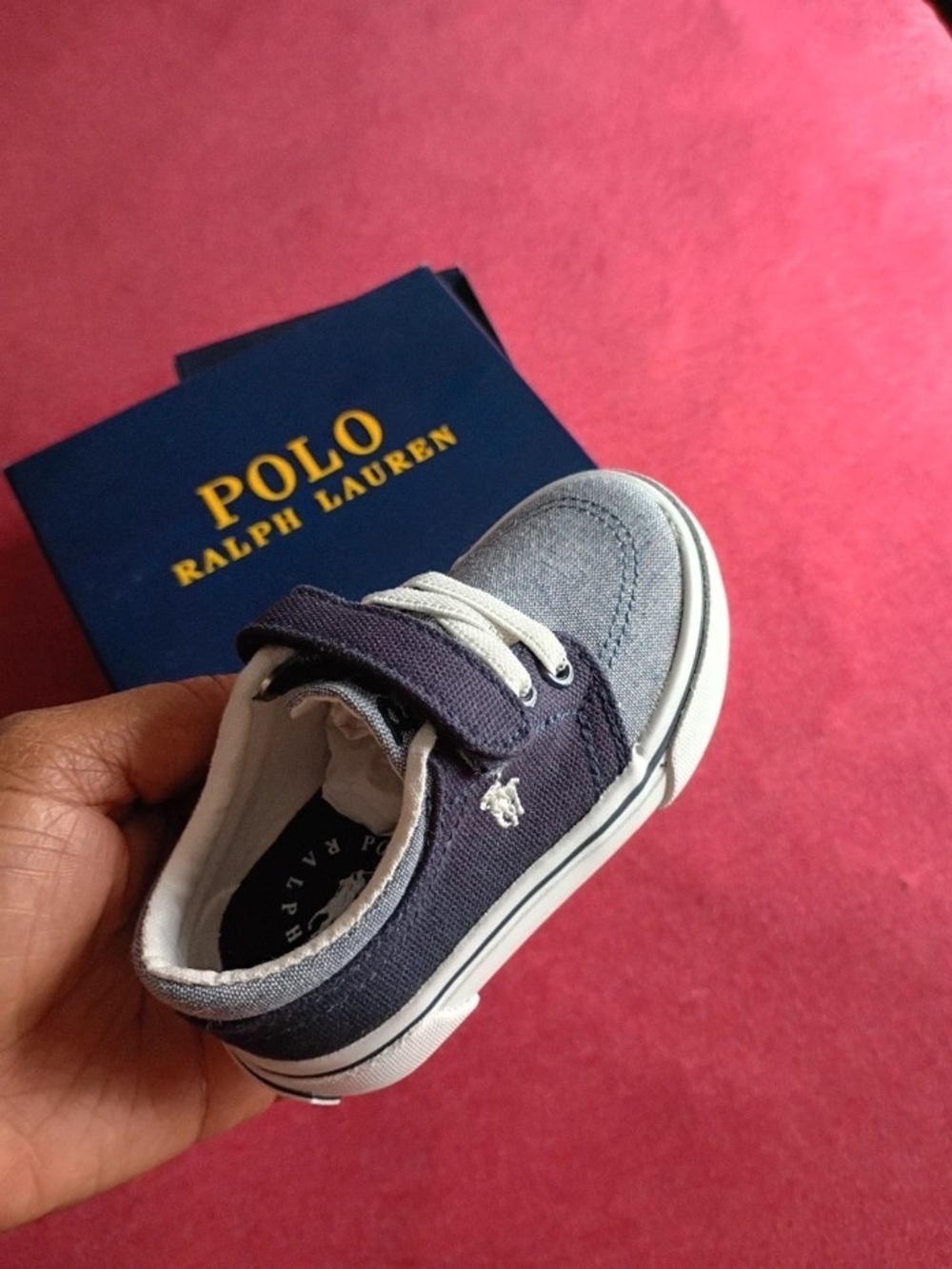 Polo by Ralph Lauren Toddler Navy & Gray Canvas Sneaker with Velcro